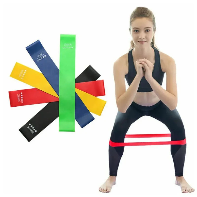 Kit de 5 Mini Faixas Elásticas Ideal p/ Exercício em Casa/Academia/Treino