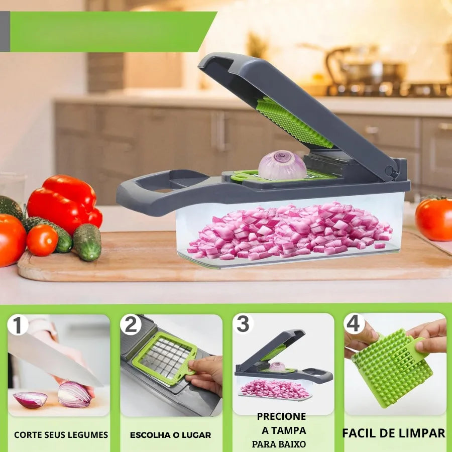 Cortador de Legumes 16 em 1 - Multifuncional com Coletor