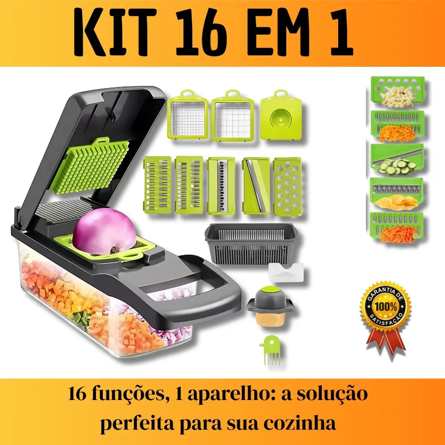 Cortador de Legumes 16 em 1 - Multifuncional com Coletor