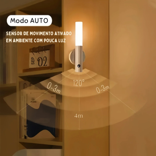 Luminária Bastão LED com sensor de movimento portátil recarregável