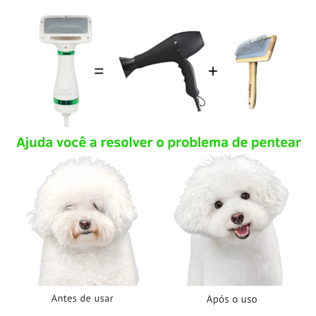 Secador Pet 2 em 1 Peludita: Seca, Remove Pelos Soltos e Desembaraça - OFERTA RELÂMPAGO!