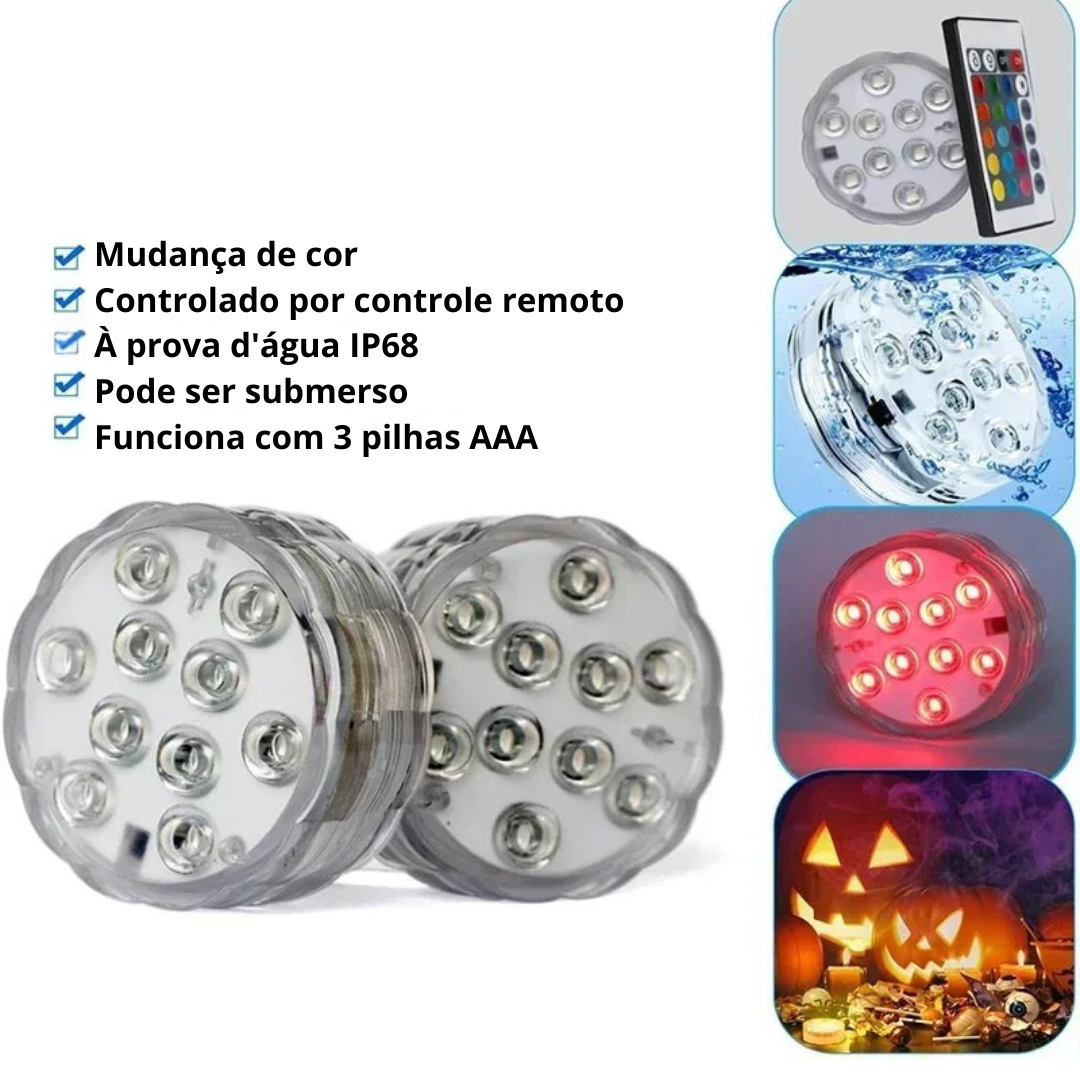 Kit Luminárias de Piscina RGB - Sem Fio Com Controle Remoto