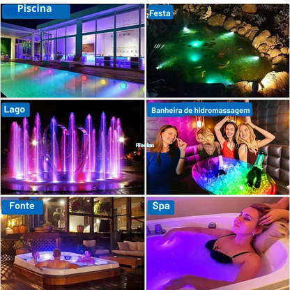 Kit Luminárias de Piscina RGB - Sem Fio Com Controle Remoto