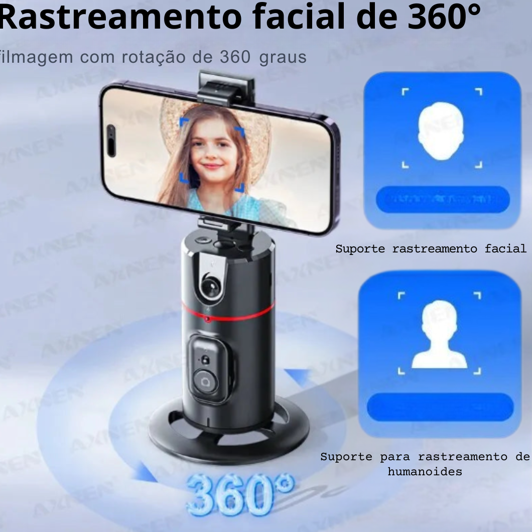 P02 Suporte celular com Inteligência Artificial Rastreamento Facial de 360°