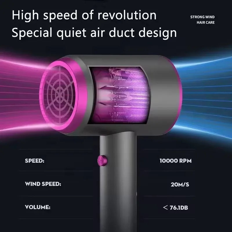 Secador de Cabelo Portátil com Íons Negativos, Turbo, Secagem Rápida, Ideal para Viagens.