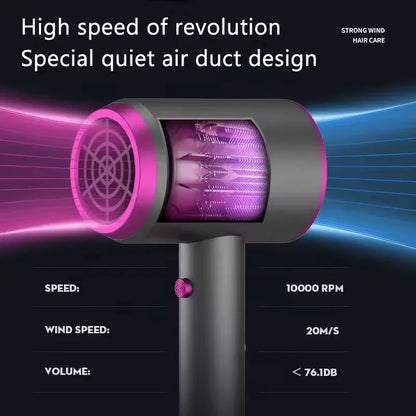 Secador de Cabelo Portátil com Íons Negativos, Turbo, Secagem Rápida, Ideal para Viagens.