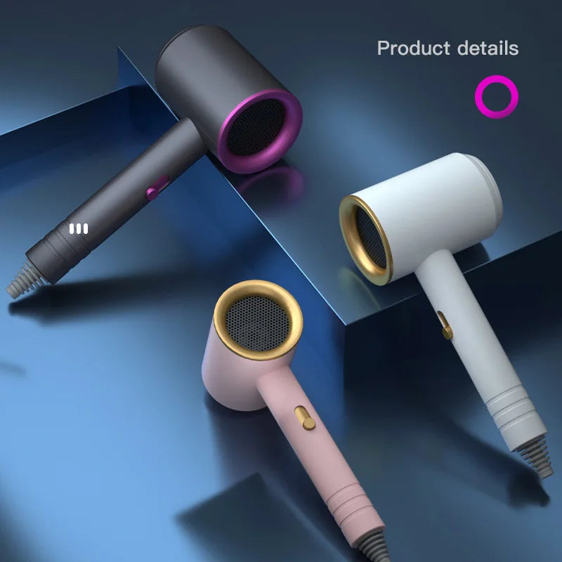 Secador de Cabelo Portátil com Íons Negativos, Turbo, Secagem Rápida, Ideal para Viagens.