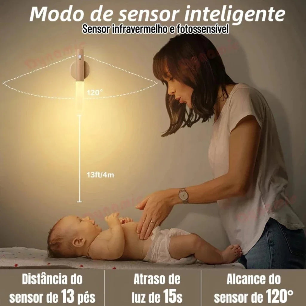 Luminária Bastão LED com sensor de movimento portátil recarregável