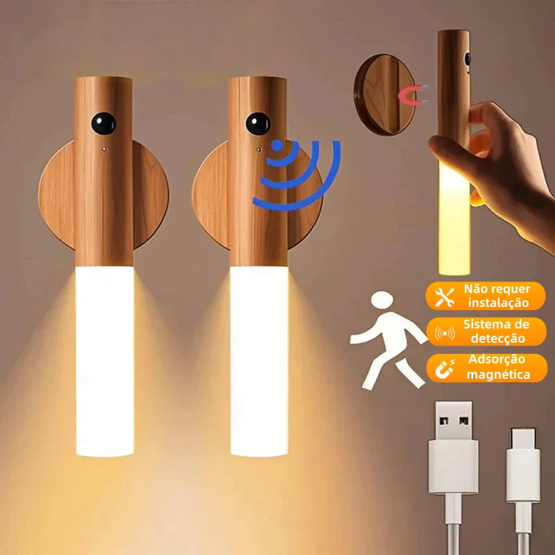 Luminária Bastão LED com sensor de movimento portátil recarregável
