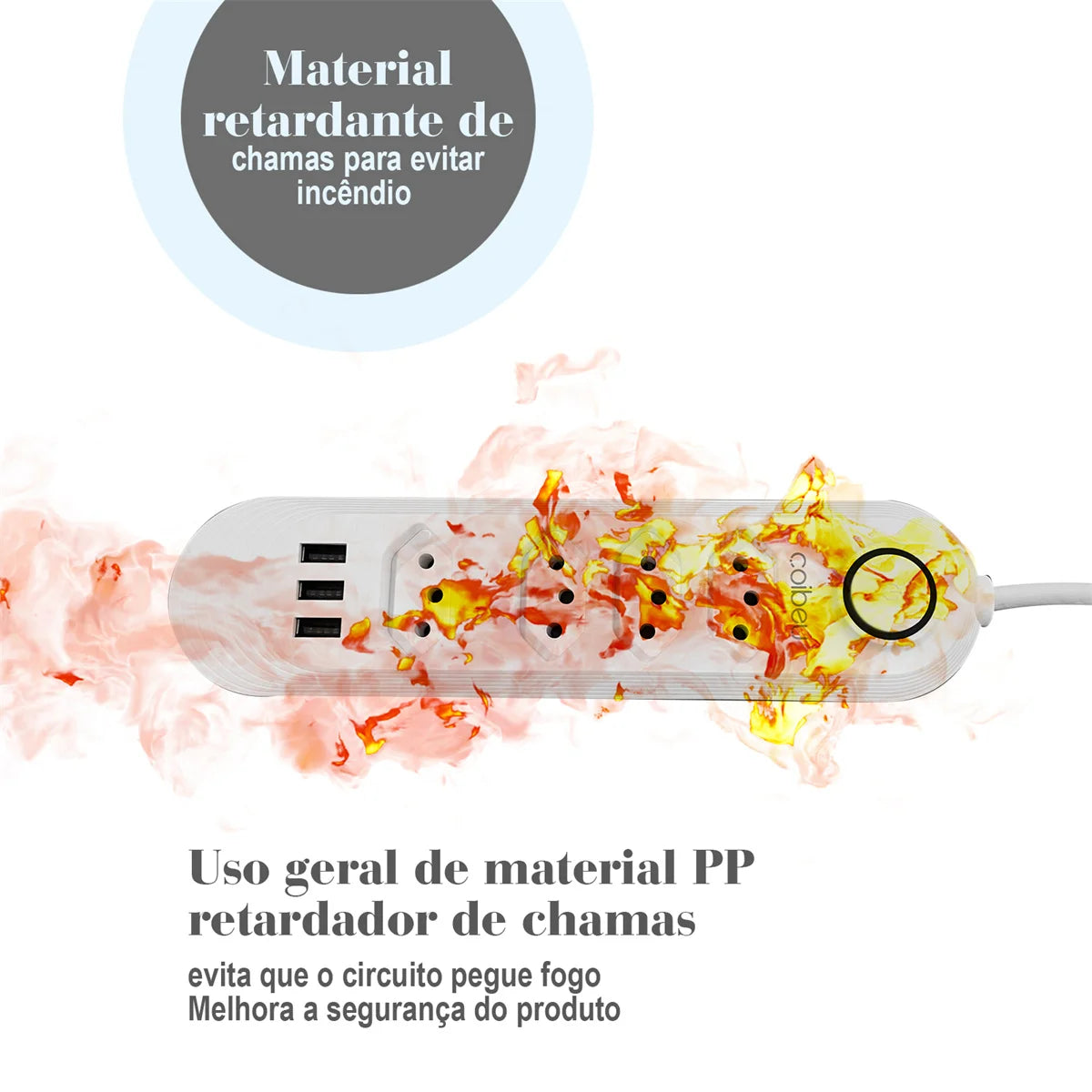 Extensão USB de 2m Quatro Tomada de Alta Potência