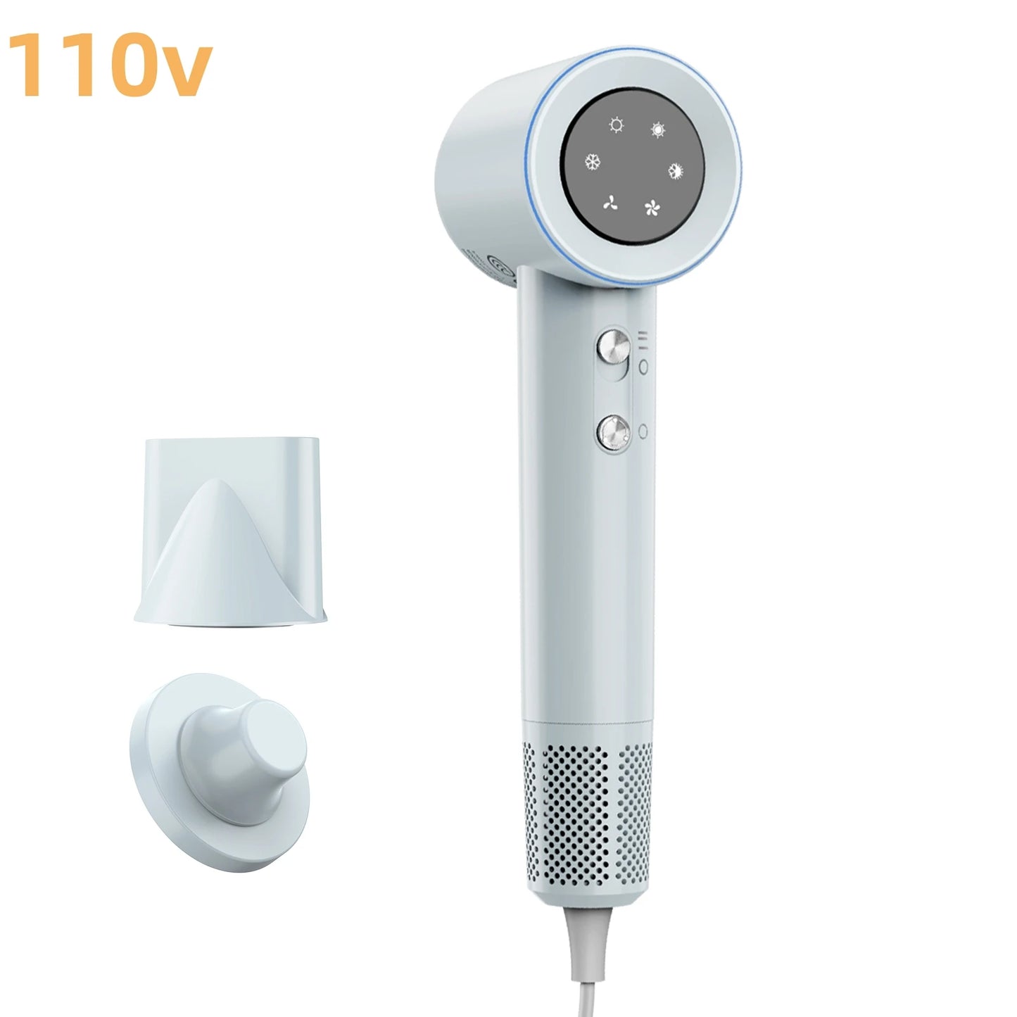 Secador de cabelo GOKOCO de alta velocidade, 110.000 RPM, com íons negativos, secagem rápida de 300 ml, silencioso e com controle térmico.